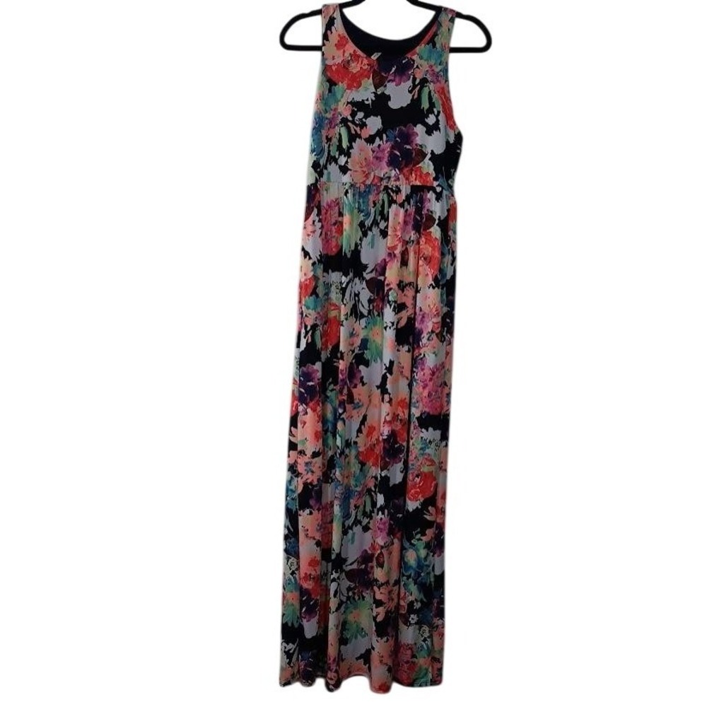 Beeson River Dress Womens Large Multicolor Floral Maxi Sleevelessβ Sundress